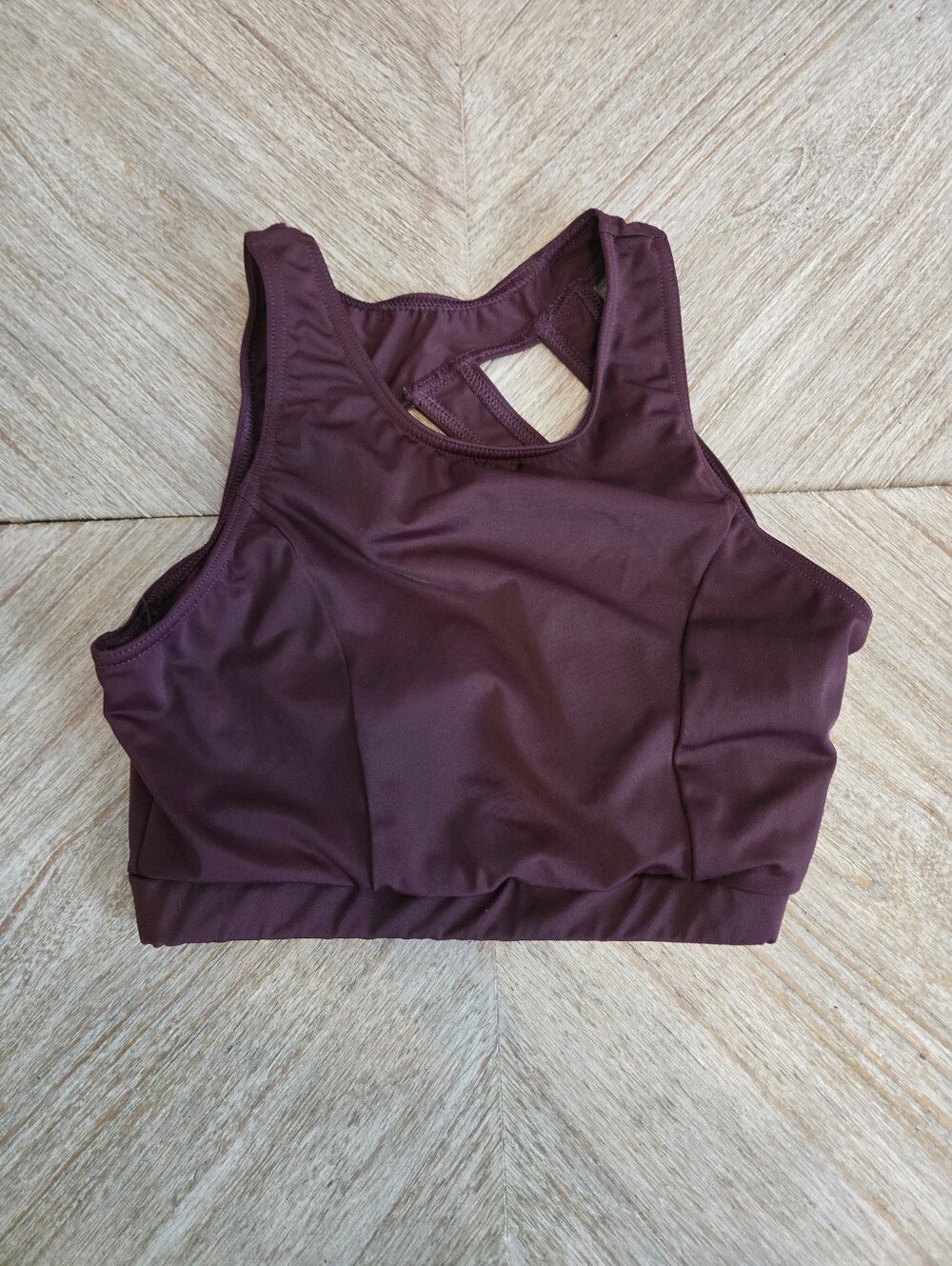 Balera Asymeteicsl (Maron Wone Color) High-Neck Sports Bra - Women Small